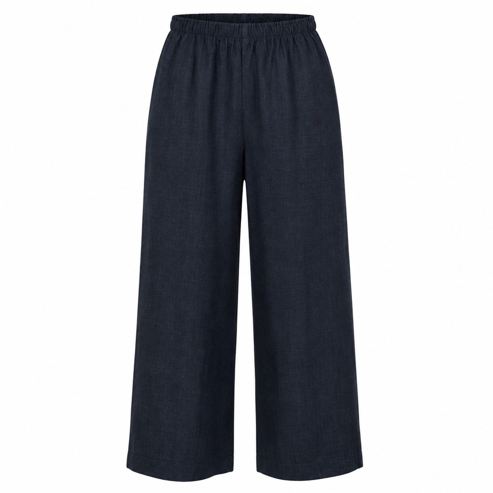 Eileen Fisher Womens Pants M Linen Blend Black Wide Leg Relaxed Minimalist Chic
